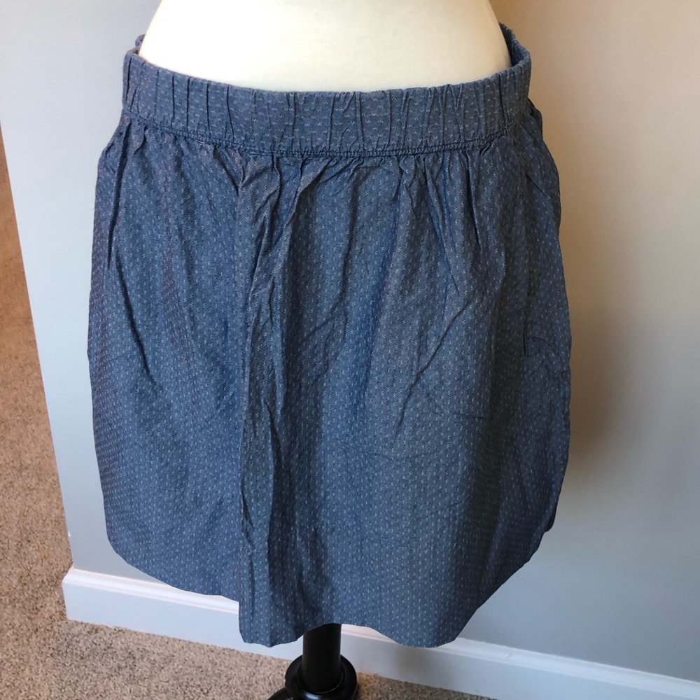 Swiss Dot Detail Denim Skirt